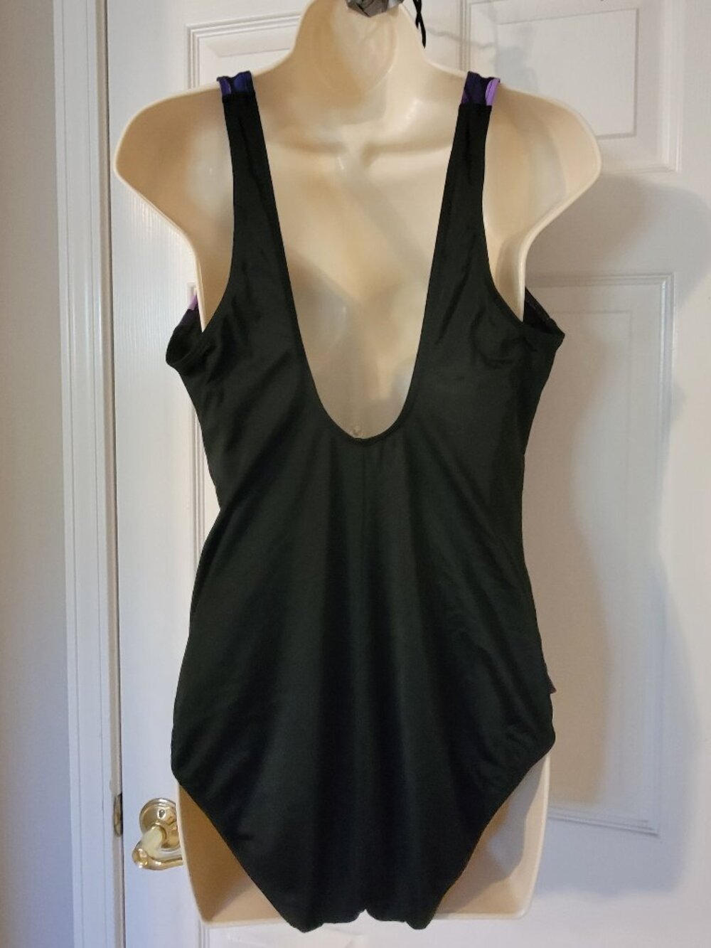Longitude Robby Len womens purple floral SWIMSUIT sz. 14 - Picture 6 of 6